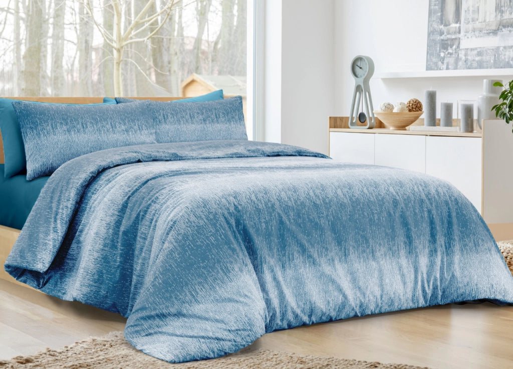 Copripiumino Sacco Piumone 100% Cotone Made In Italy Disegno Drops - Singolo - Ottanio