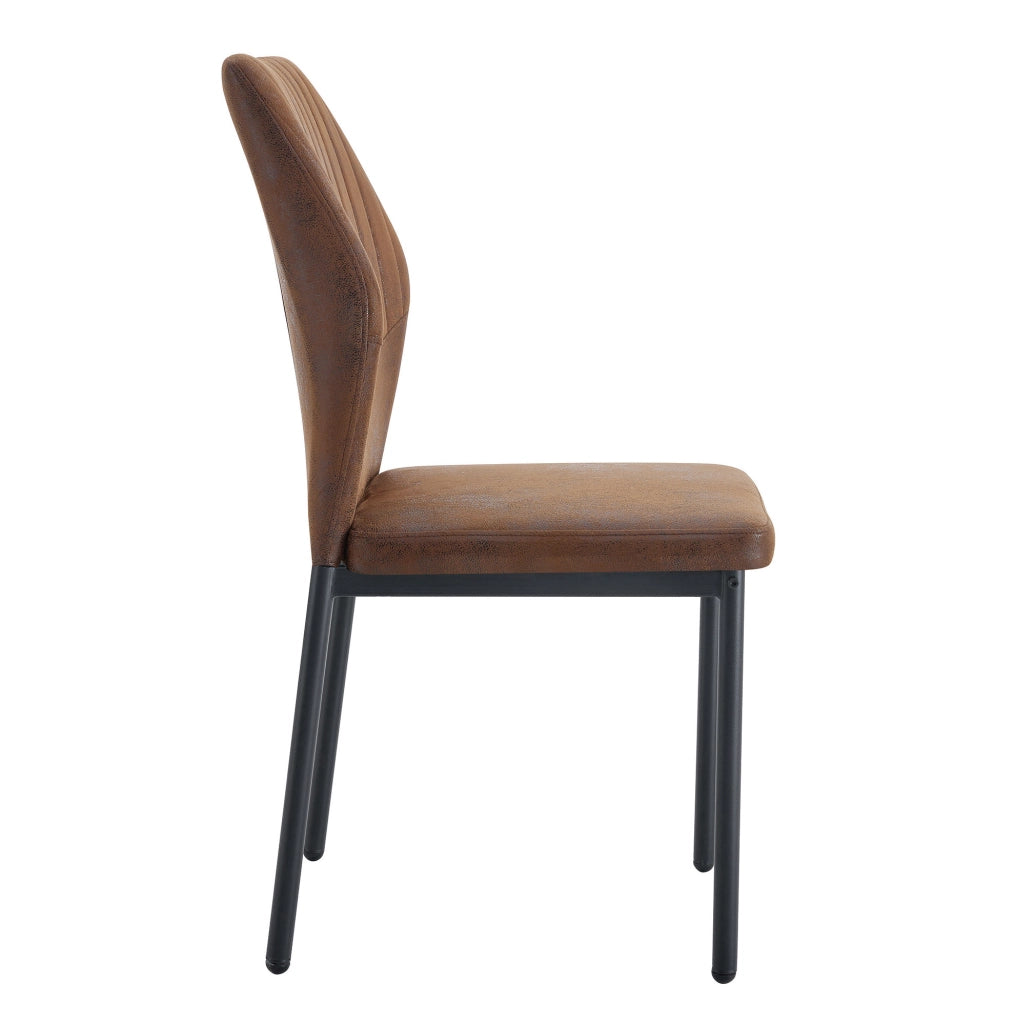 SEDIE da pranzo Set da 4 pezzi 93 cm Tessuto marrone e metallo nero