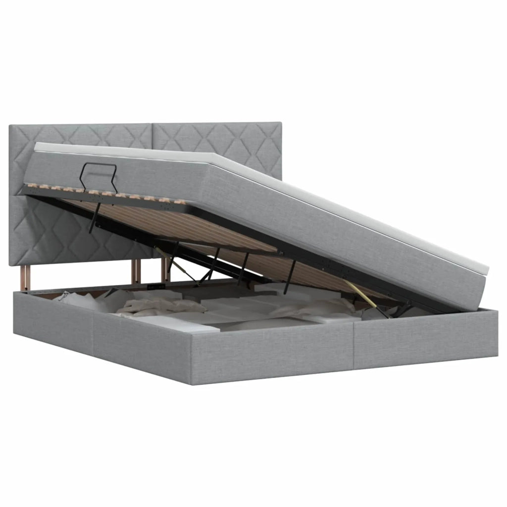 Letto con contenitore e materasso Grigio Chiaro 160 x 200 cm 3459576