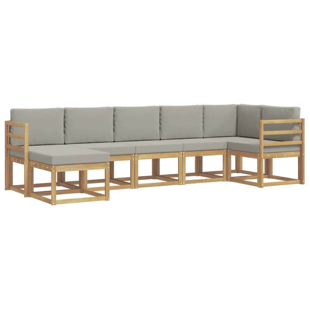 Set di divani da esterno 7 pz Bianco e Grigio Chiaro 3387930