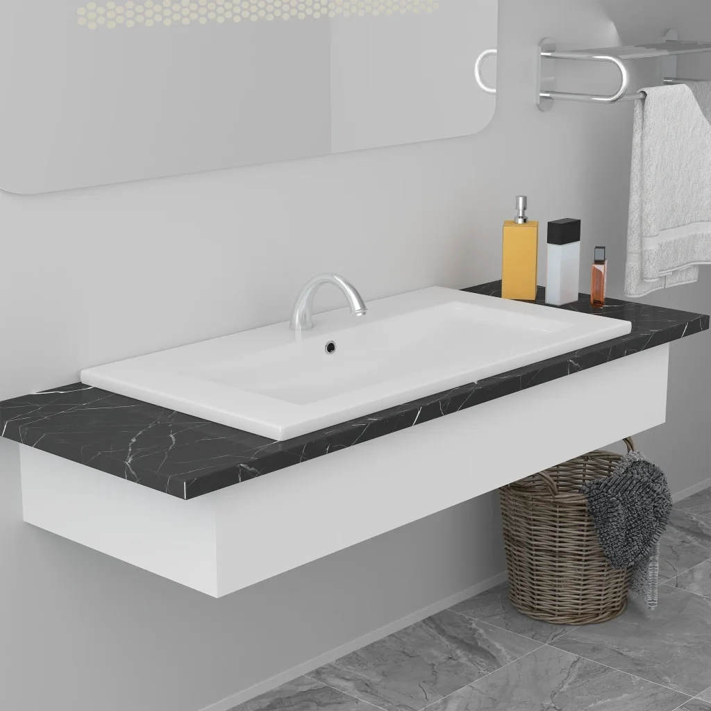 Lavabo da Incasso 91x39,5x18,5 cm in Ceramica Bianco 145063