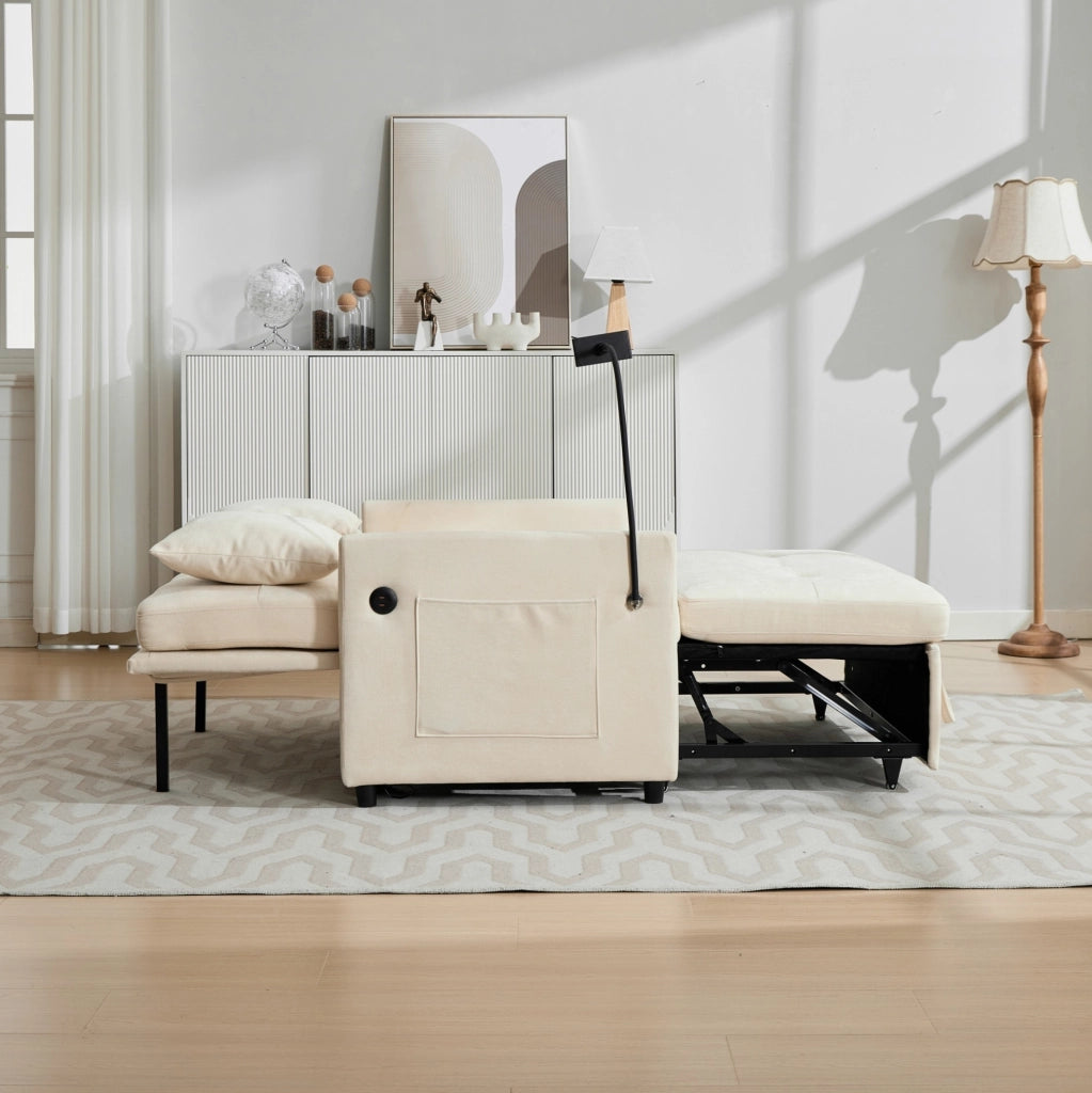 DIVANO Moderno con USB e Supporto Tablet 109x72x83,5 cm Beige