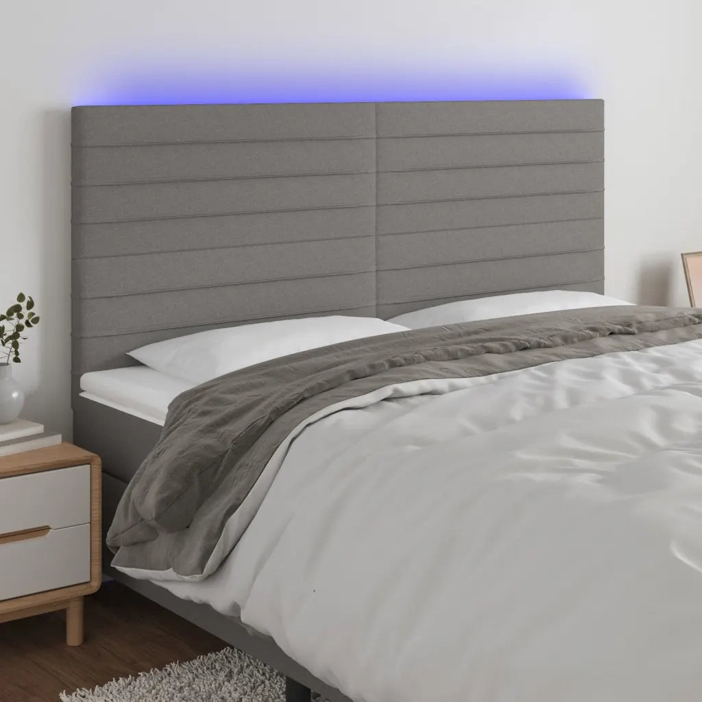 Testiera | Testata a LED GrigioScuro 160x5x118/128cm inTessuto