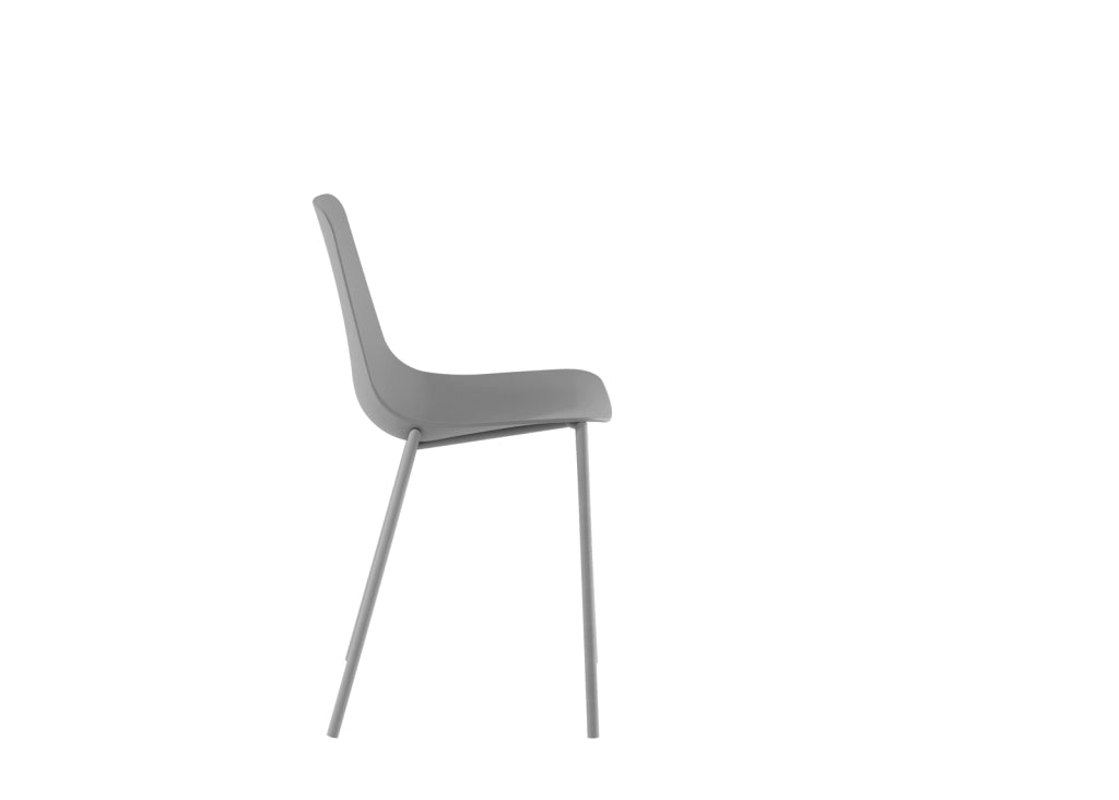 Sedia Frida Design Moderno in Polipropilene con Gambe in Metallo - Seduta Ergonomica per Arredo Interni Casa Ufficio - Grigio Chiaro