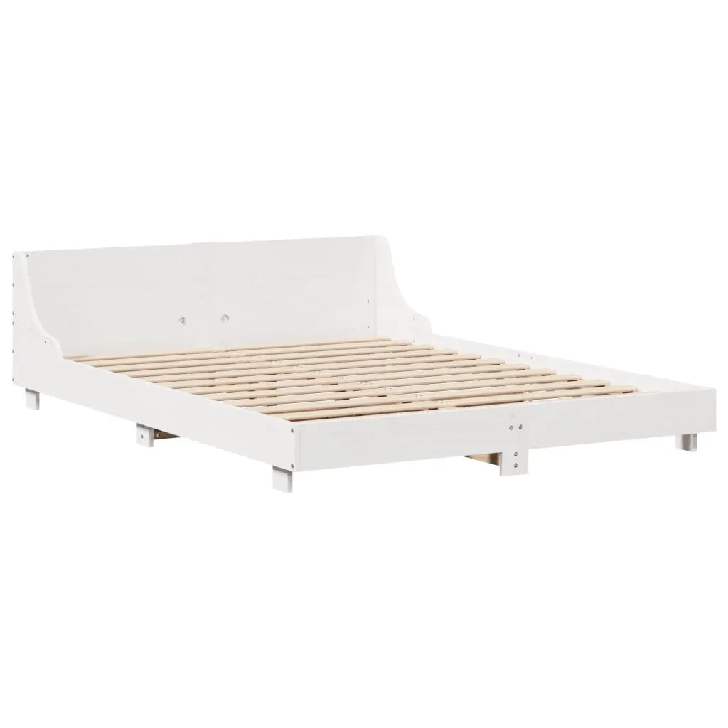 Letto senza Materasso-Struttura Letto Bianco 120x200 cm Legno Massello di Pino 221218