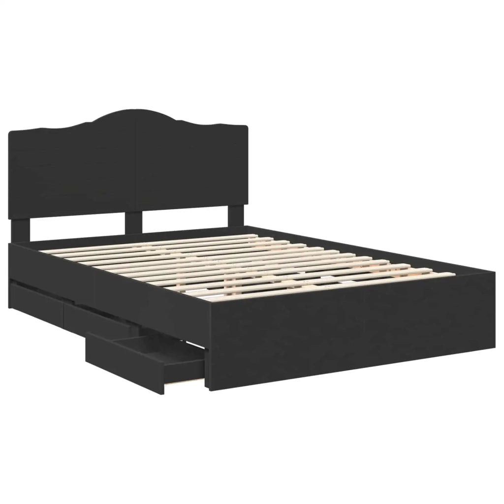Letto matrimoniale | Letto per adulti | Struttura del letto Nero 150 x 200 cm Legno Ingegnerizzato