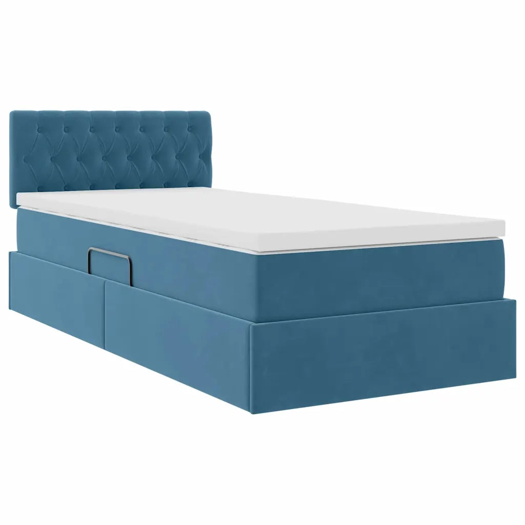 Letto con Contenitore Blu Scuro 90 x 190 cm Velluto 3370789