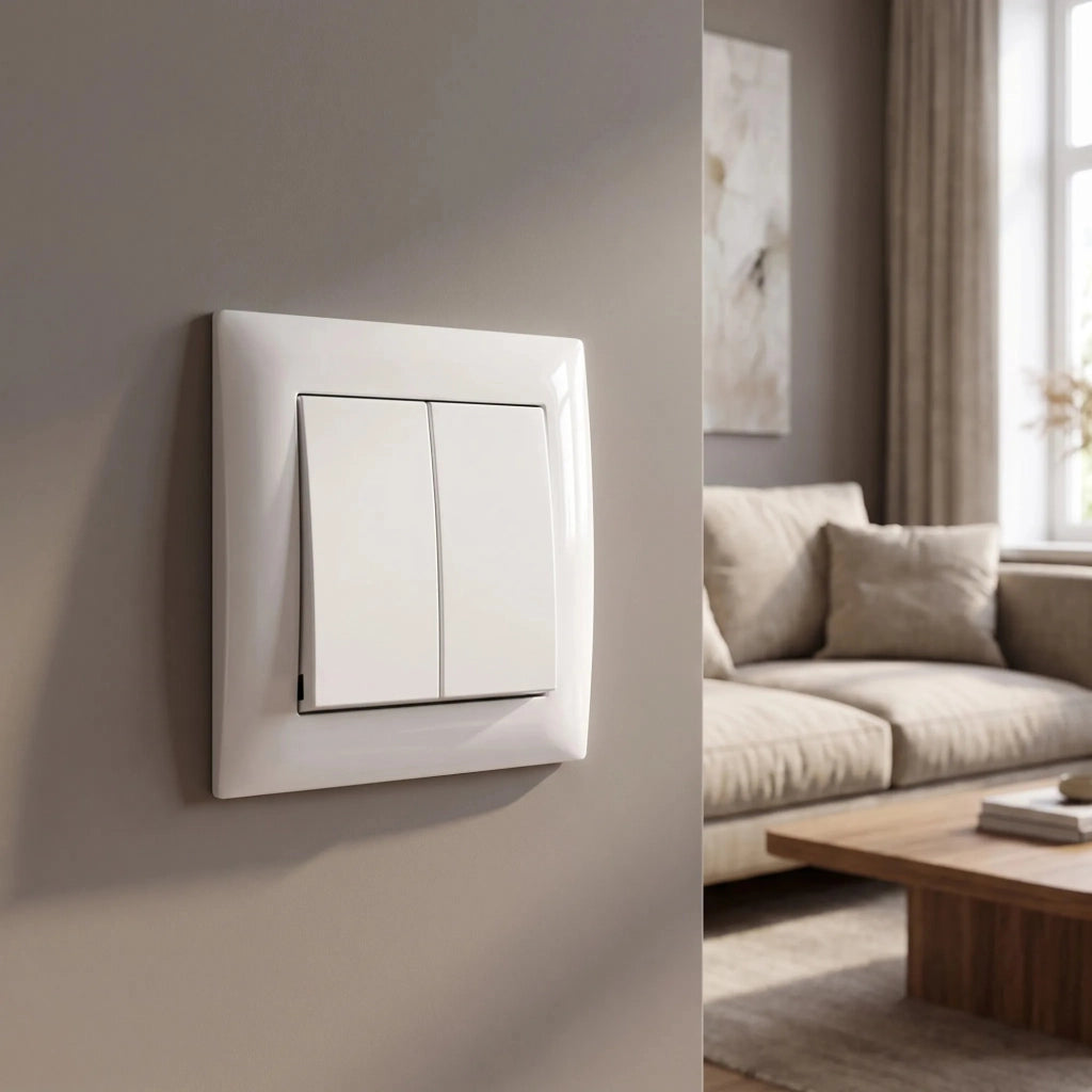 Interruttore Doppio Con Cornice Oste Jnh007-w White