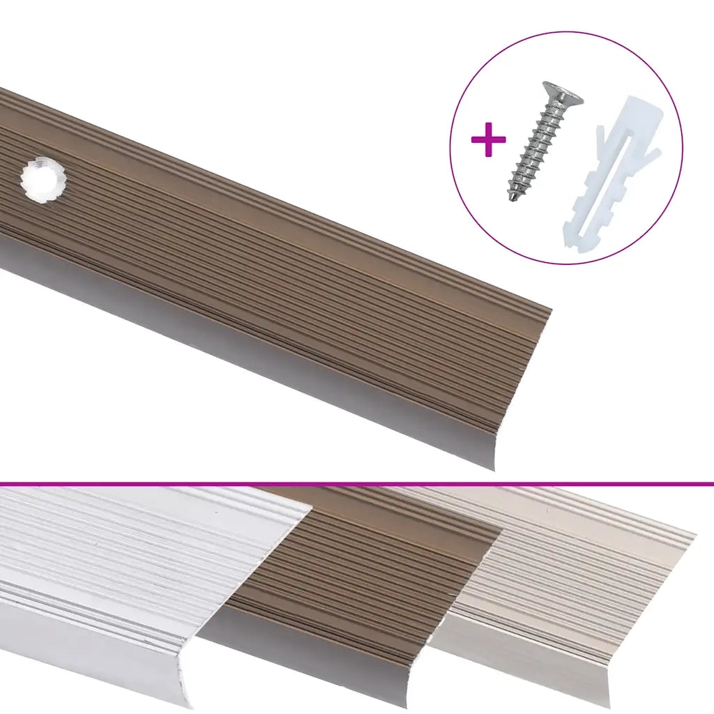Profili a L per Gradini 15 pz in Alluminio 100 cm Marrone CFW7427302