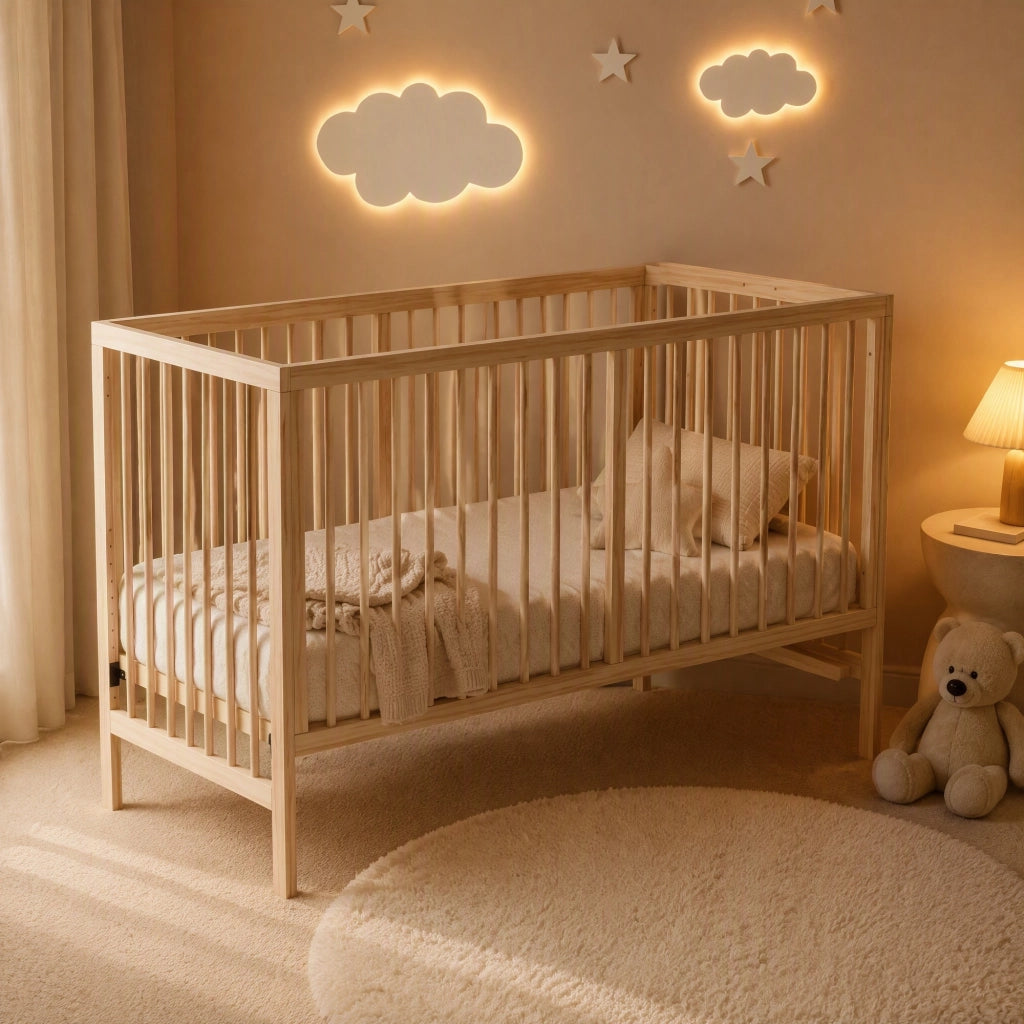 Letto evolutivo trasformabile con altezza regolabile in legno di abete colore naturale senza materasso