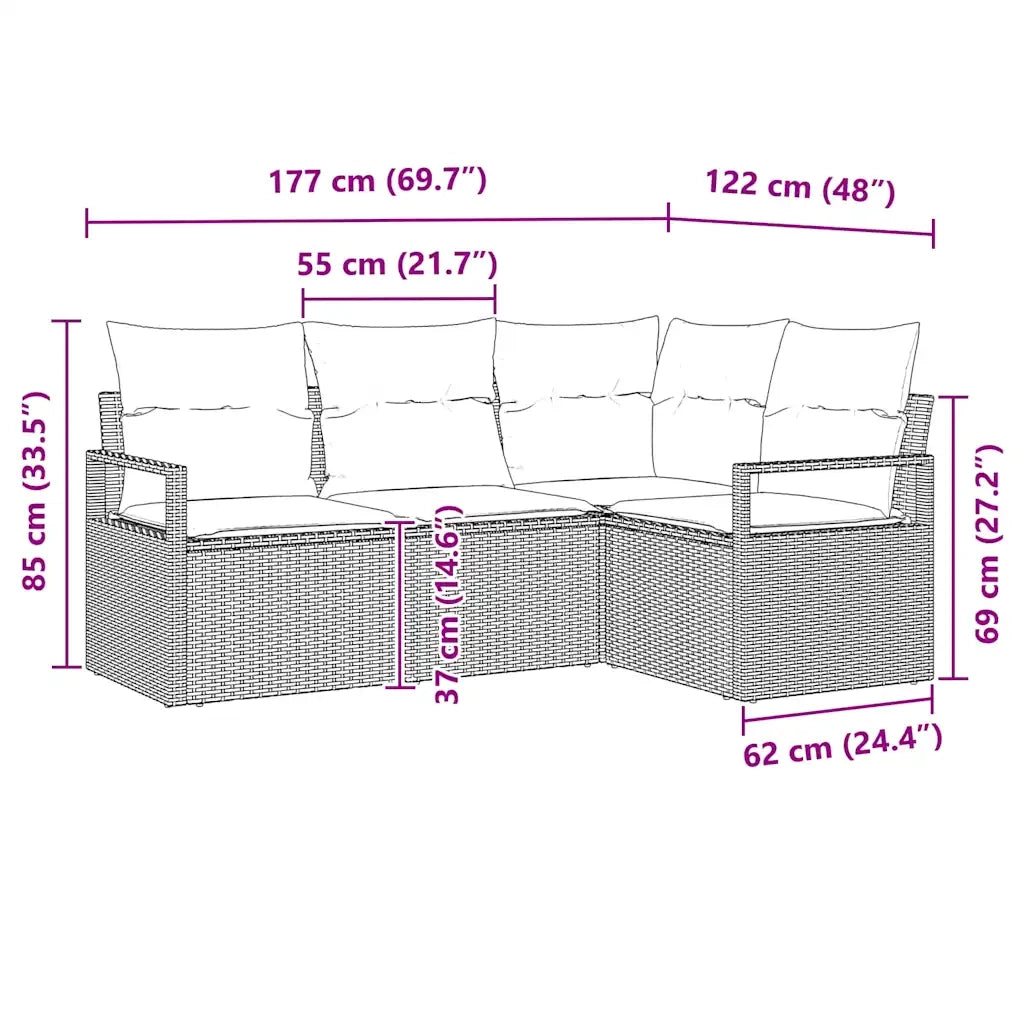 Set di divani 4 pcs Grigio chiaro polyrattan 3346362