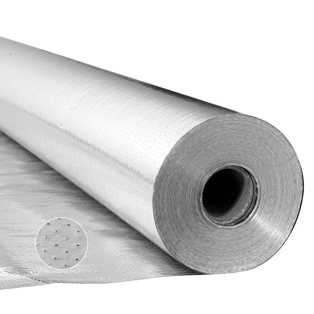 Rotolo Isolante Riflettente Doppio in Alluminio Bifacciale 38,1 m x 1,22 m Spessore 0,15 mm Barriera Radiante Termica per Tetti Camper e Fai da Te