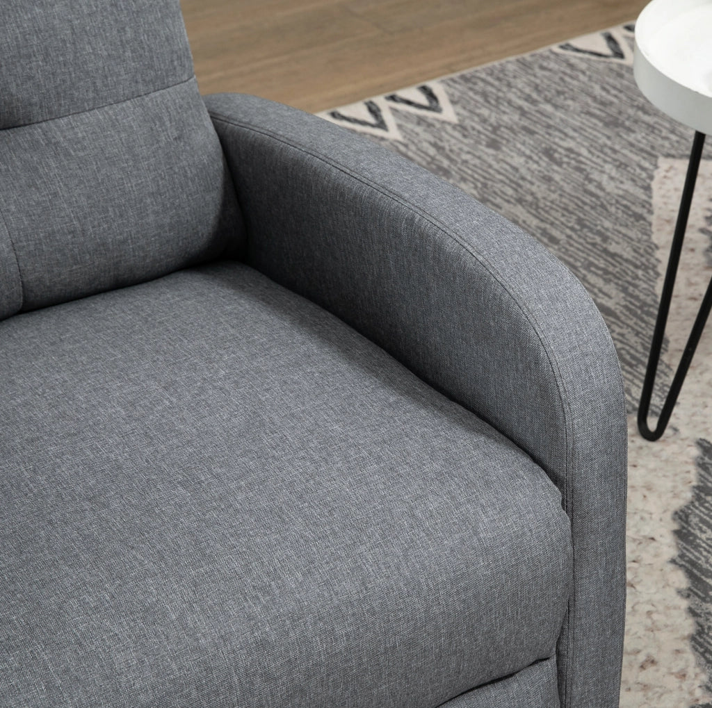 Poltrona relax con funzione reclinabile, rivestimento effetto lino grigio, con molle insacchettate, portata fino a 150 kg