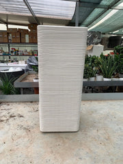 Vaso Quadrato Alto 75cm Pilone Rigato Shabby Vasar Colore: Bianco Perla