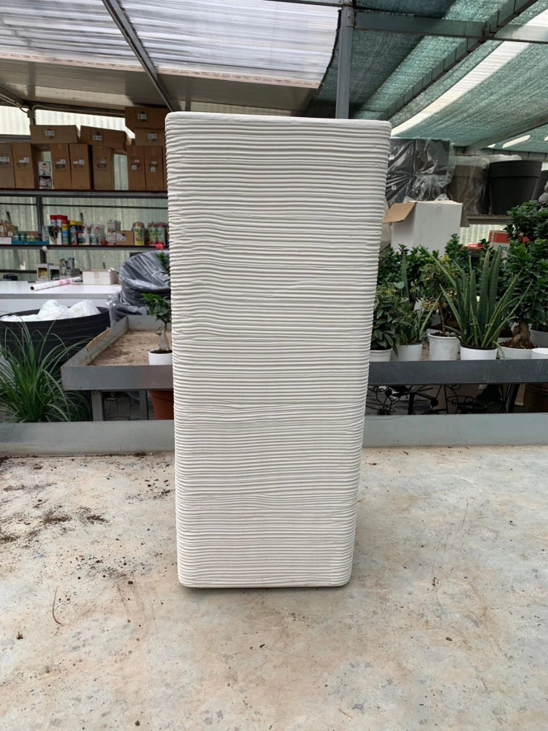 Vaso Quadrato Alto 75cm Pilone Rigato Shabby Vasar Colore: Bianco Perla