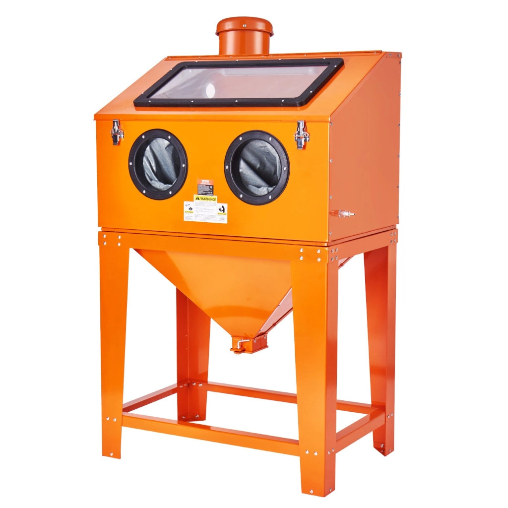 Cabina di Sabbiatura SBC220BF da 90 Galloni in Acciaio, Sabbiatrice per Officina 40-120 PSI con Supporto e 4 Ugelli in Ceramica per Fai da Te