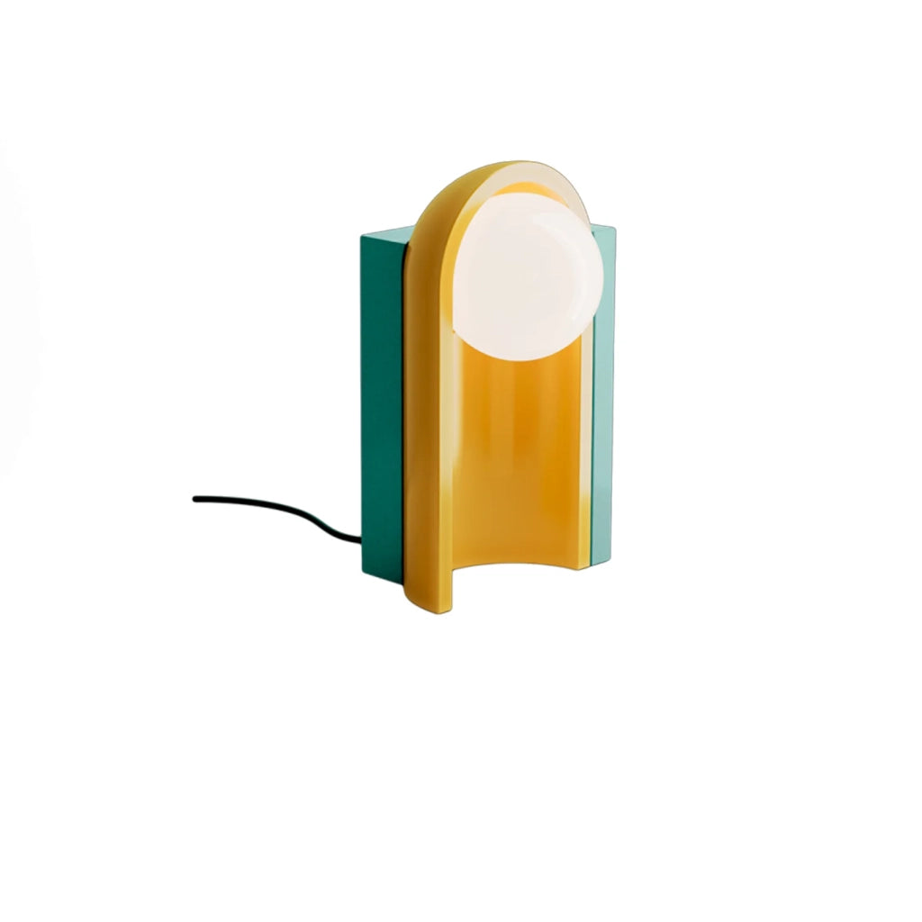 Lampada Da Scrivania Decò Cléo Ceramica Turchese E Giallo 1 Luce E27