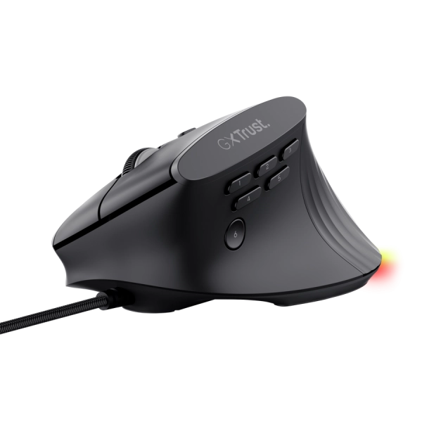 TRUST MOUSE ERGONOMICO VERTICALE CABLATO 1,7M RGB 12.800 DPI - 6 TASTI PROGRAMMABILI - GXT 145 REXXA