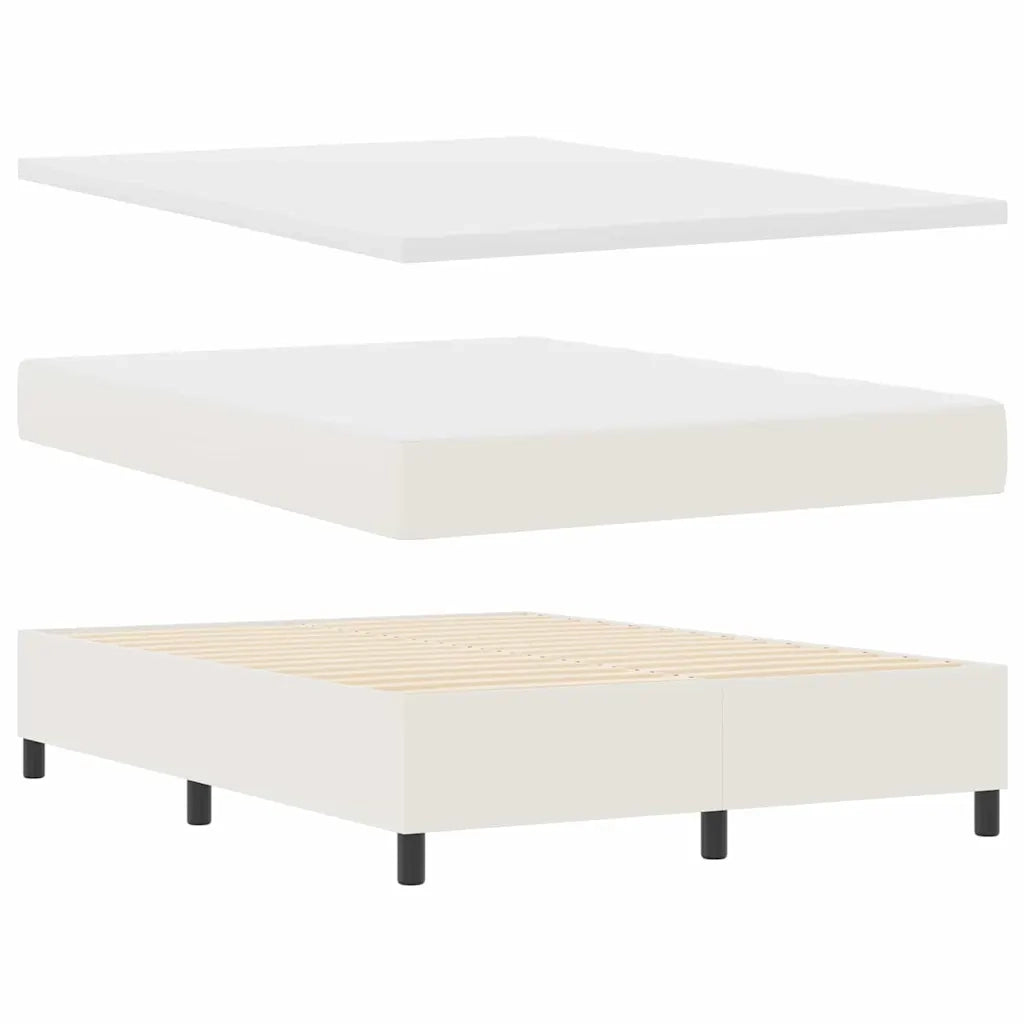 Letto a molle Crema e Bianco 140 x 200 cm Tessuto in Cords 3337469