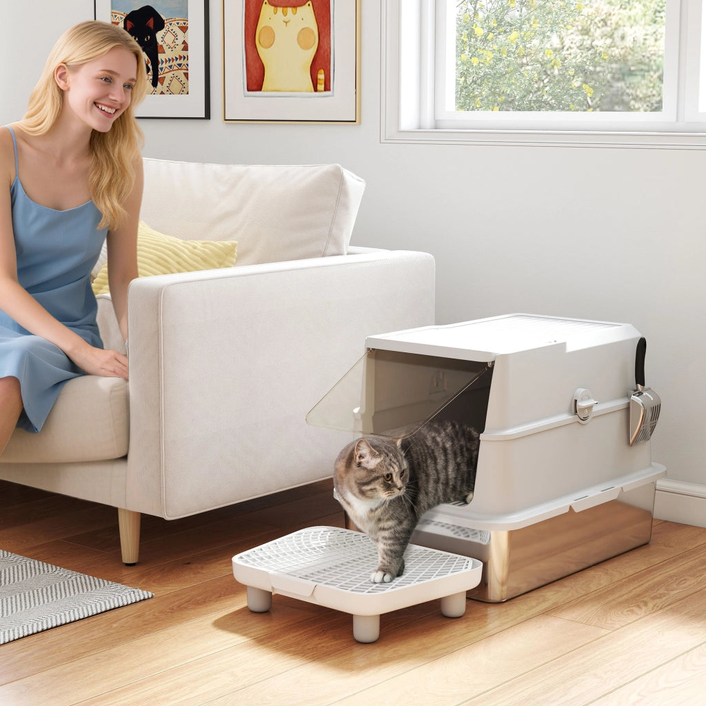 Casetta per gatti ¨C Minimal ¨C Acciaio inossidabile, Grigio chiaro, XL