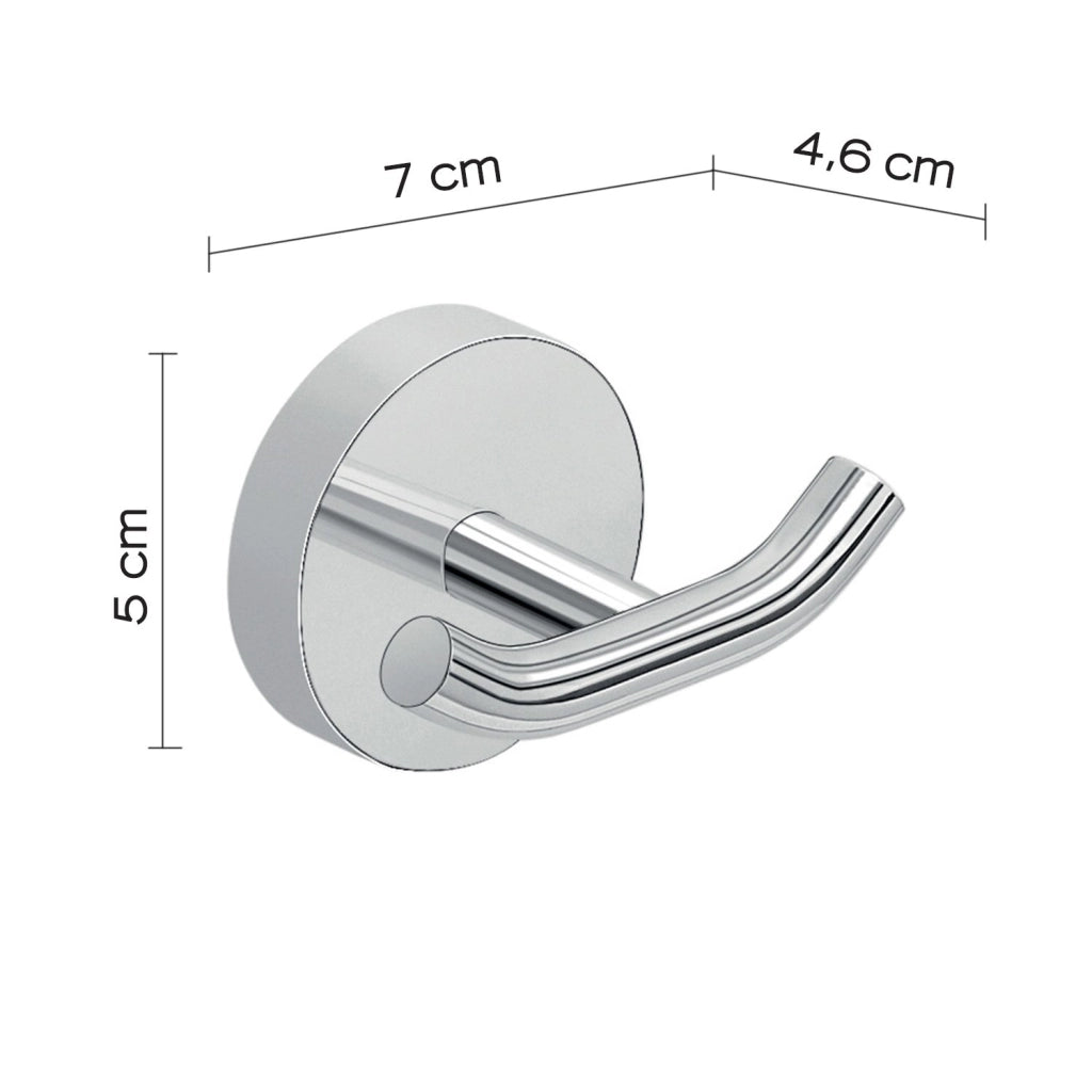 Appendiabiti doppio da muro in acciaio inox Cromall 2326 Gedy serie EROS Cromato