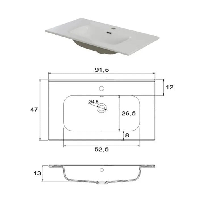 MOBILE BAGNO PASTELLO 90X47CM GRIGIO