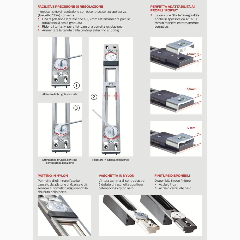 Contropiastra Regolabile in metallo per Serrature Codice CISA 06465.72.0