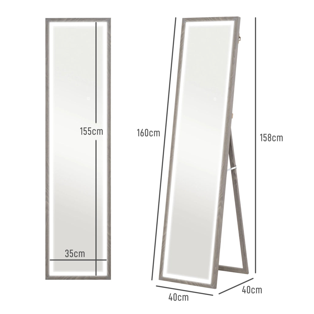 Specchio da Terra a Figura Intera ¨C Xylo ¨C 40x160cm LED 3 Colori Grigio