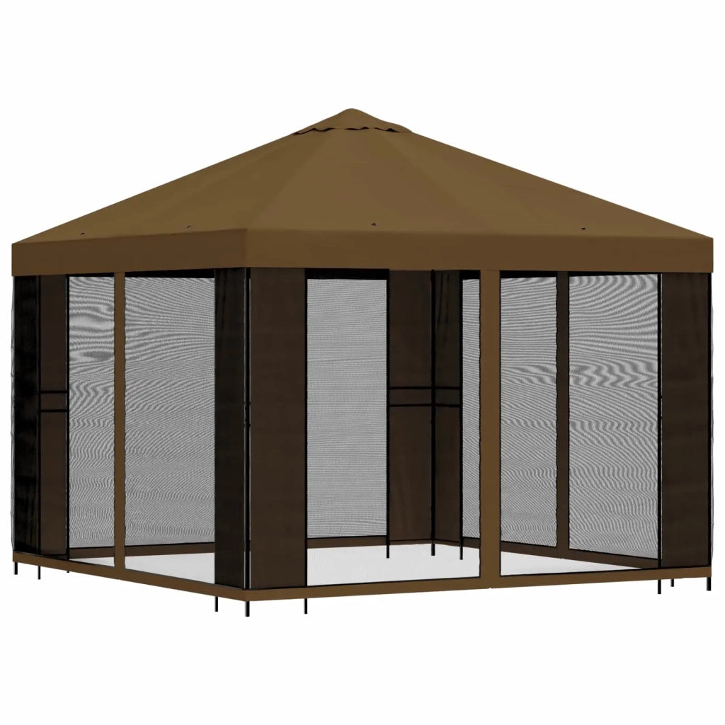 Gazebo da giardino con pareti laterali 3 x 3 m Tortora 900366
