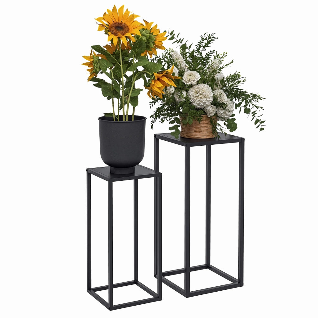 Portafiori Set 2 Pezzi ¨C Xylo ¨C Design Scandinavo Metallo Nero 58,5/65cm