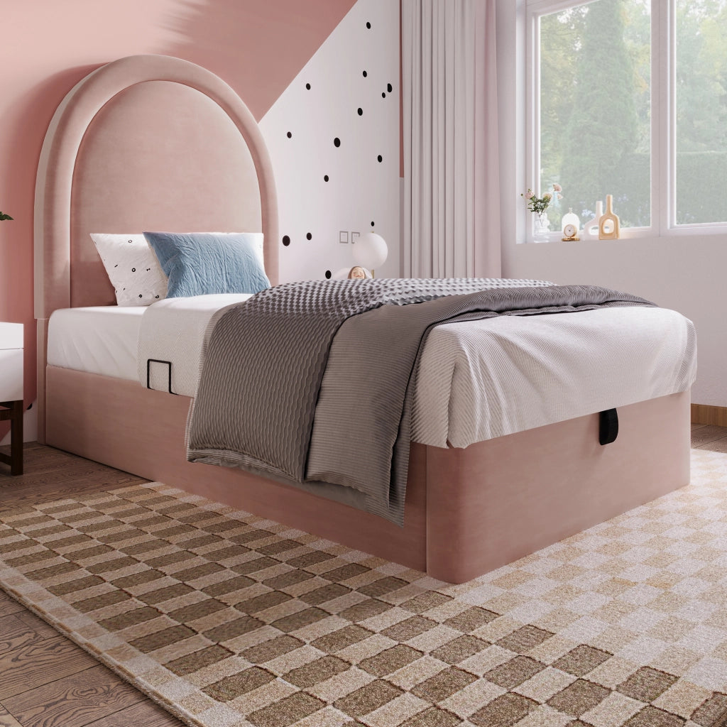 Letto singolo contenitore rosa 90 x 190 cm