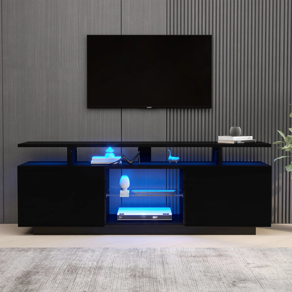 Mobile porta televisore nero 140 cm con illuminazione LED