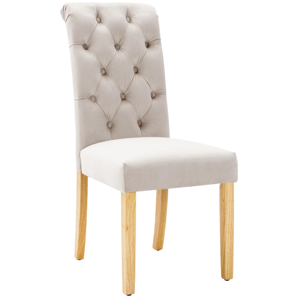 Sedie da Pranzo Set 6 Pezzi in Velluto con Gambe in Legno ¨C MINIMAL ¨C Beige