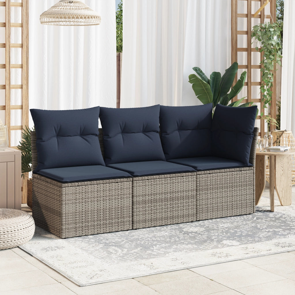 Sedia Giardino Senza Braccioli con Cuscini Grigio Polyrattan 366162