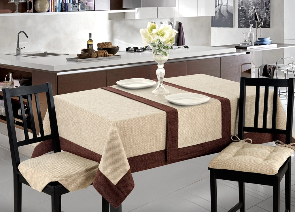 Copritavolo Salotto/Cucina Cinigliato Bordo Applicato Modello Intreccio - Runner 45x180 - Ruggine