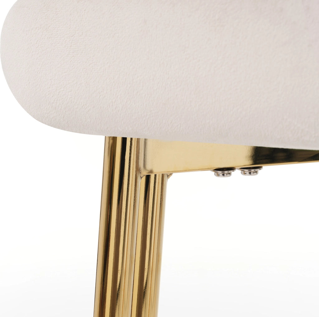 Set di 2 sedie da pranzo in velluto beige e oro