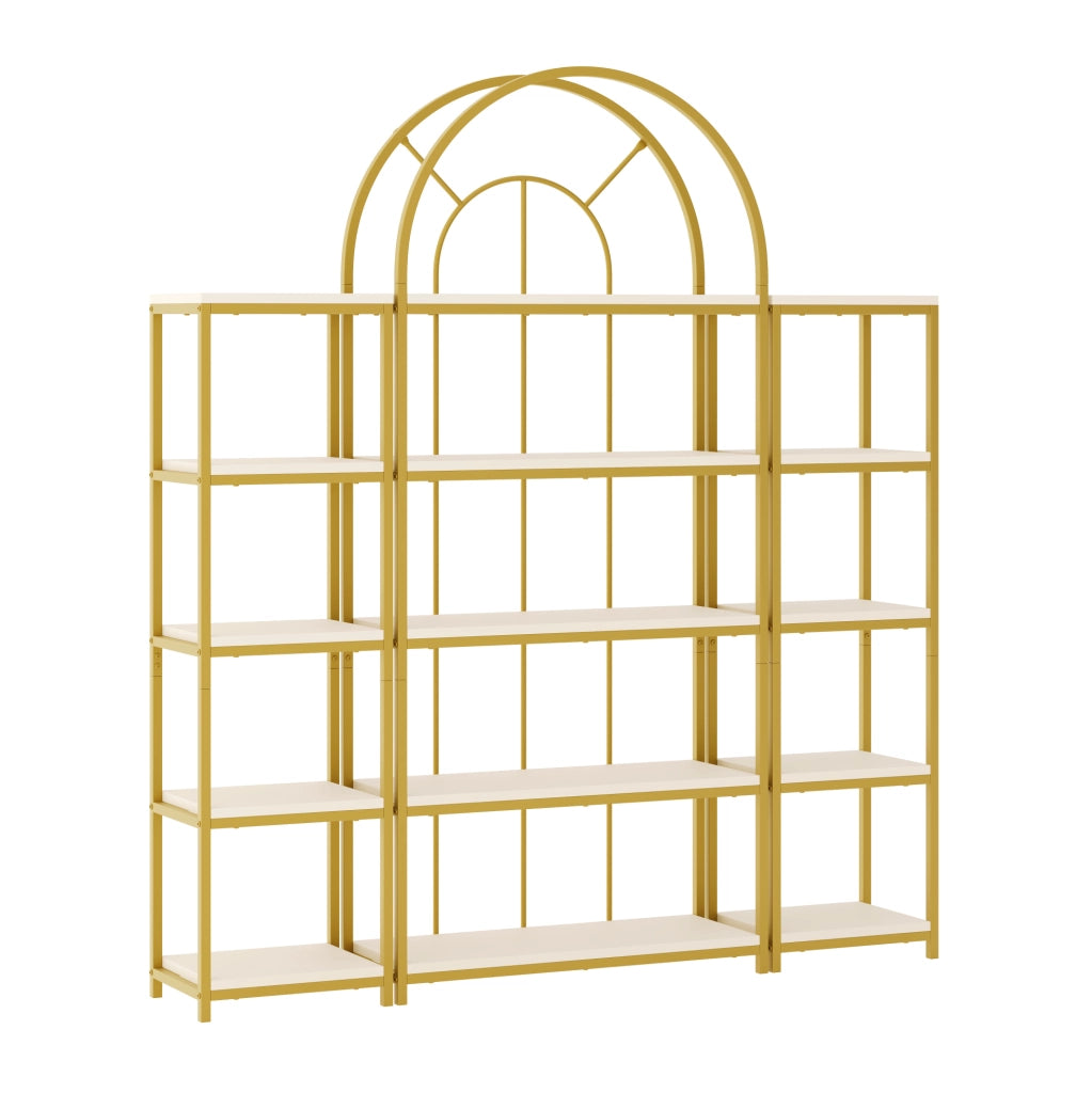 Libreria modulare 3 elementi 163x30x184 cm bianca e oro