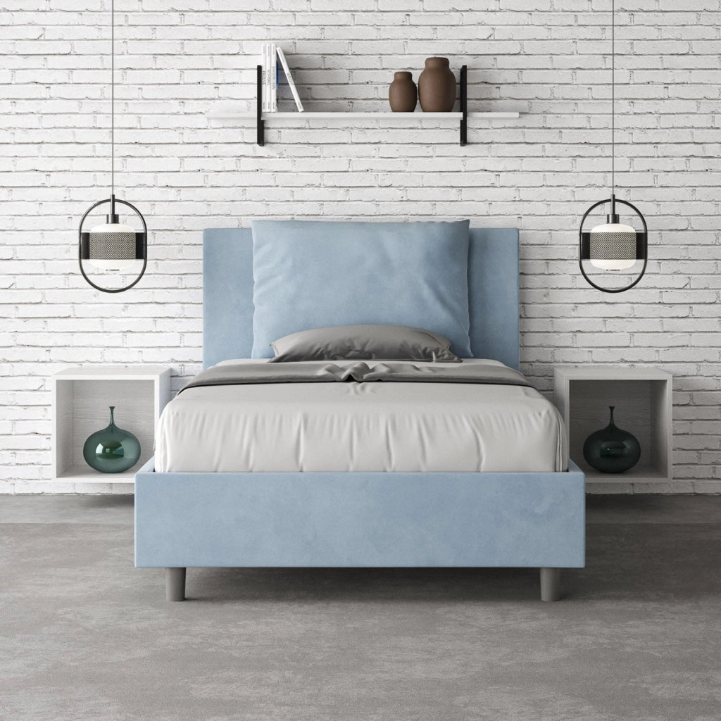 Letto 1 Piazza e Mezzo 110x210 cm con Rete Antea Azzurro