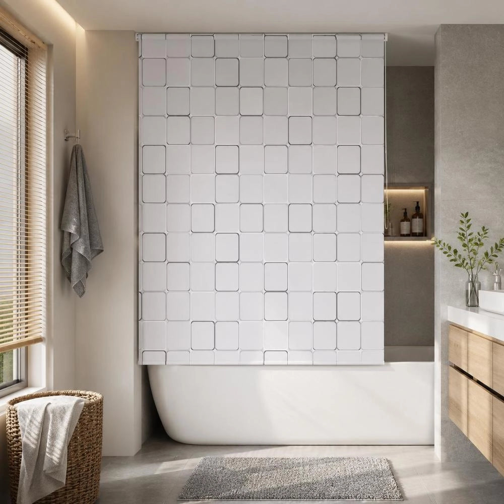 Shower Roller Blind 160x240 Cm Square Pattern
