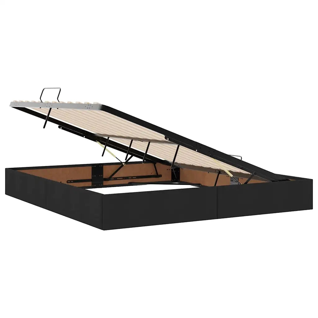 Letto con contenitore e LED Nero 180 x 200 cm Poliestere