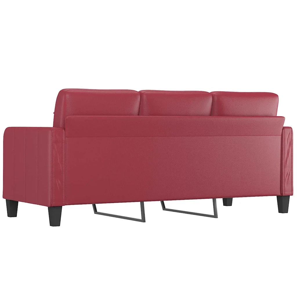 Divano a 3 Posti Rosso Vino 180 cm in Similpelle 359125