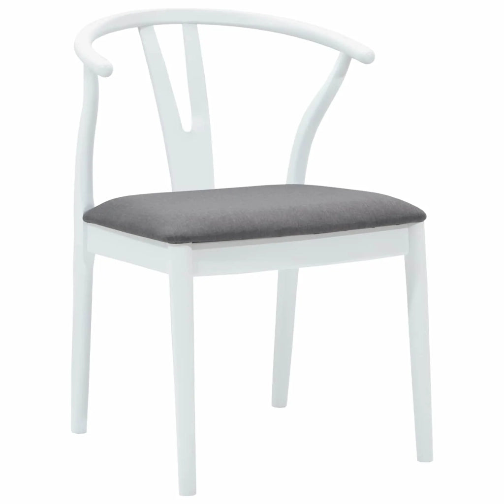 Sedia da pranzo 2 pcs Bianco e Grigio Legno di gomma solido