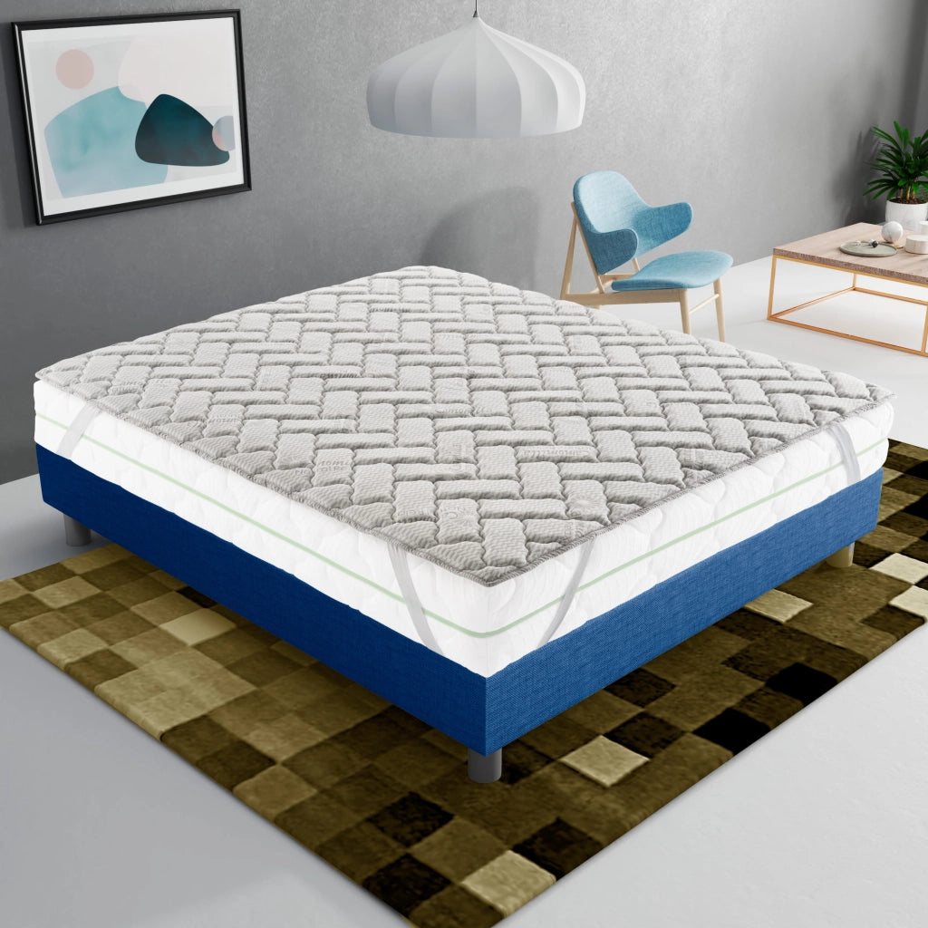 Topper Singolo 90x200 in memory foam 3 cm con rivestimento Trapuntato con Elastico