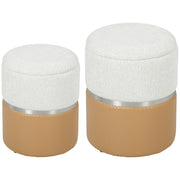 Cassettiera 2 Puff Imbottita ¨C Minimal ¨C Marrone e Crema
