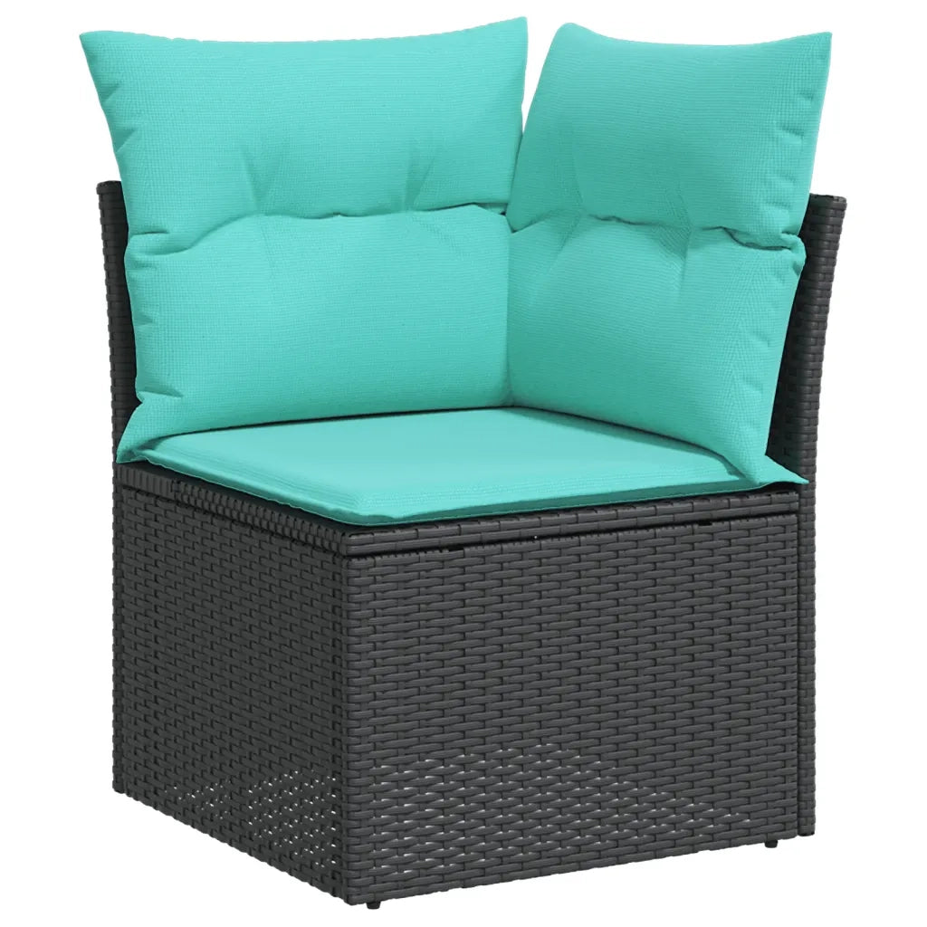 Set Divani da Giardino 5 pz con Cuscini Nero in Polyrattan 3226785