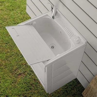 Mobile lavatoio 60x60 bianco con serranda vasca e asse strofinatoio