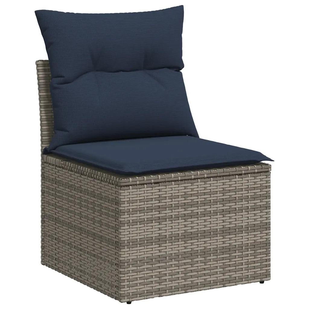 Set Divani da Giardino 10 pz con Cuscini Grigio in Polyrattan 3228098