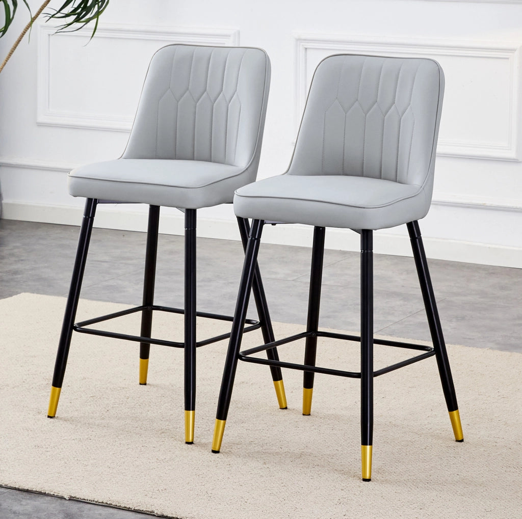 SGABELLO Set da 2 pezzi 100 cm in PU grigio chiaro e metallo nero