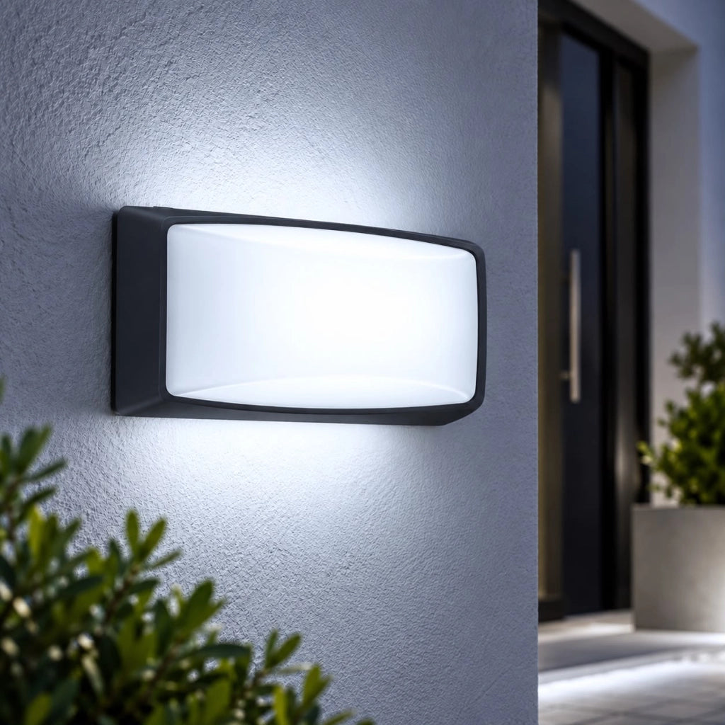 Applique da Parete Esterno IP54 Attacco E27 Lampada da Muro Grigio per Balcone Terrazzo Ingresso Portico Installazione Verticale Orizzontale