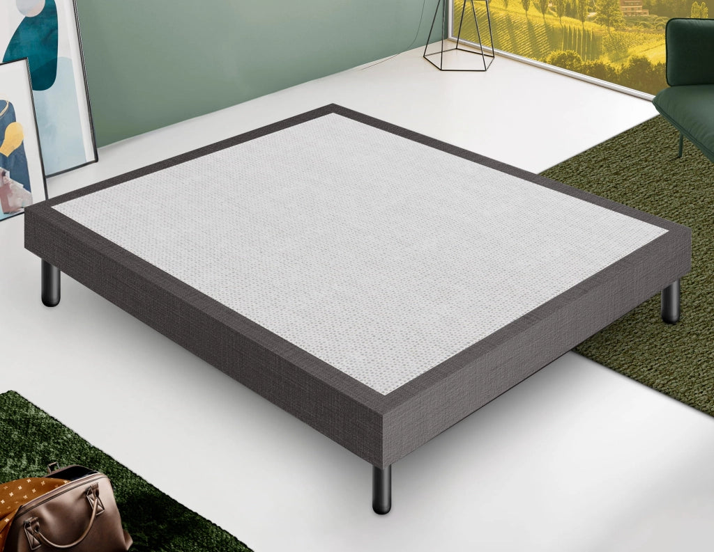 Letto Sommier Piazza e Mezza 140x200 Grigio Scuro Rivestito - Resistente fino a 120 Kg per Persona